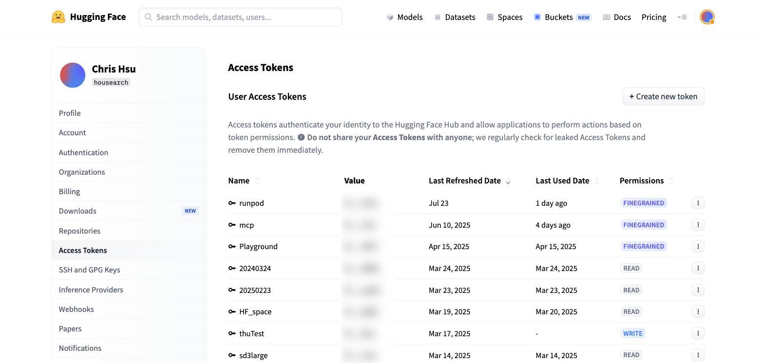 圖 4-2：Access Tokens 設定頁